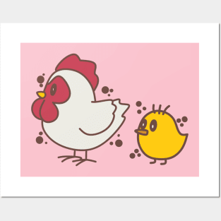 Mom and litle chiken Posters and Art